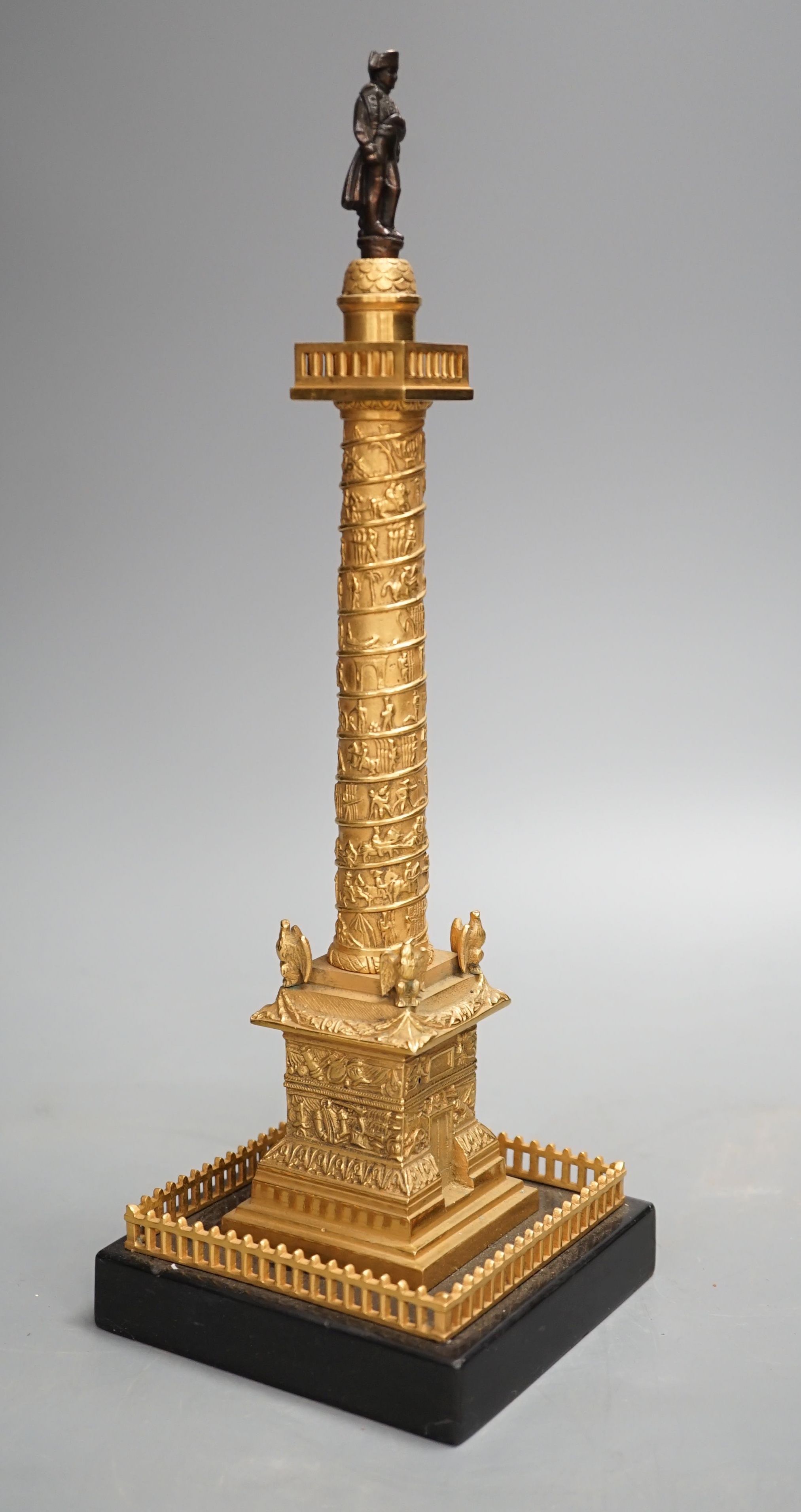 An ormolu and bronze model of Napoleon’s Vendome column, 31.5cm tall